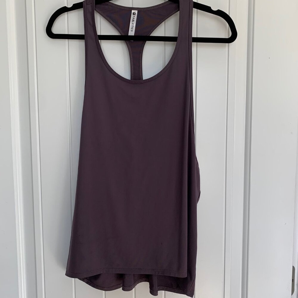 Fabletics Grey Oversized Deep Cut Muscle Tank Top Grey Medium